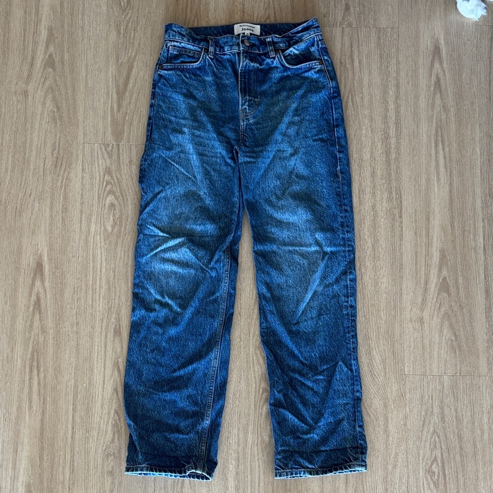 Reformation Dark Blue Straight Leg Jeans